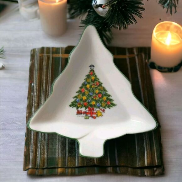 Mt Clemens Pottery Candy Dish Ceramic Tray Nut Bowl Vintage Japan Christmas Tree - Picture 13 of 15